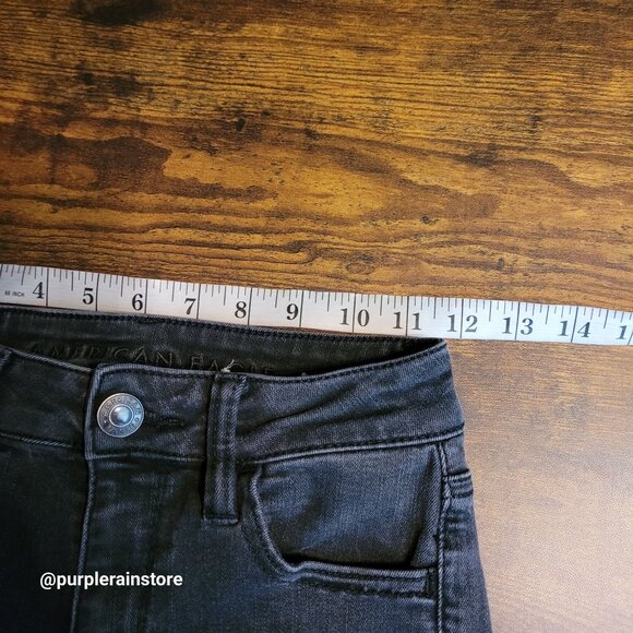 American Eagle Jeans 0 S Hi Rise Jegging Next Level Stretch Black Wash Denim - Picture 8 of 13